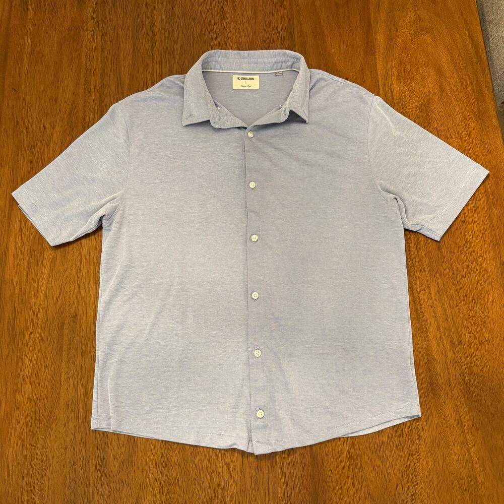 Linksoul Tempus Fugit Men’s Large Light Blue Golf Polo Shirt